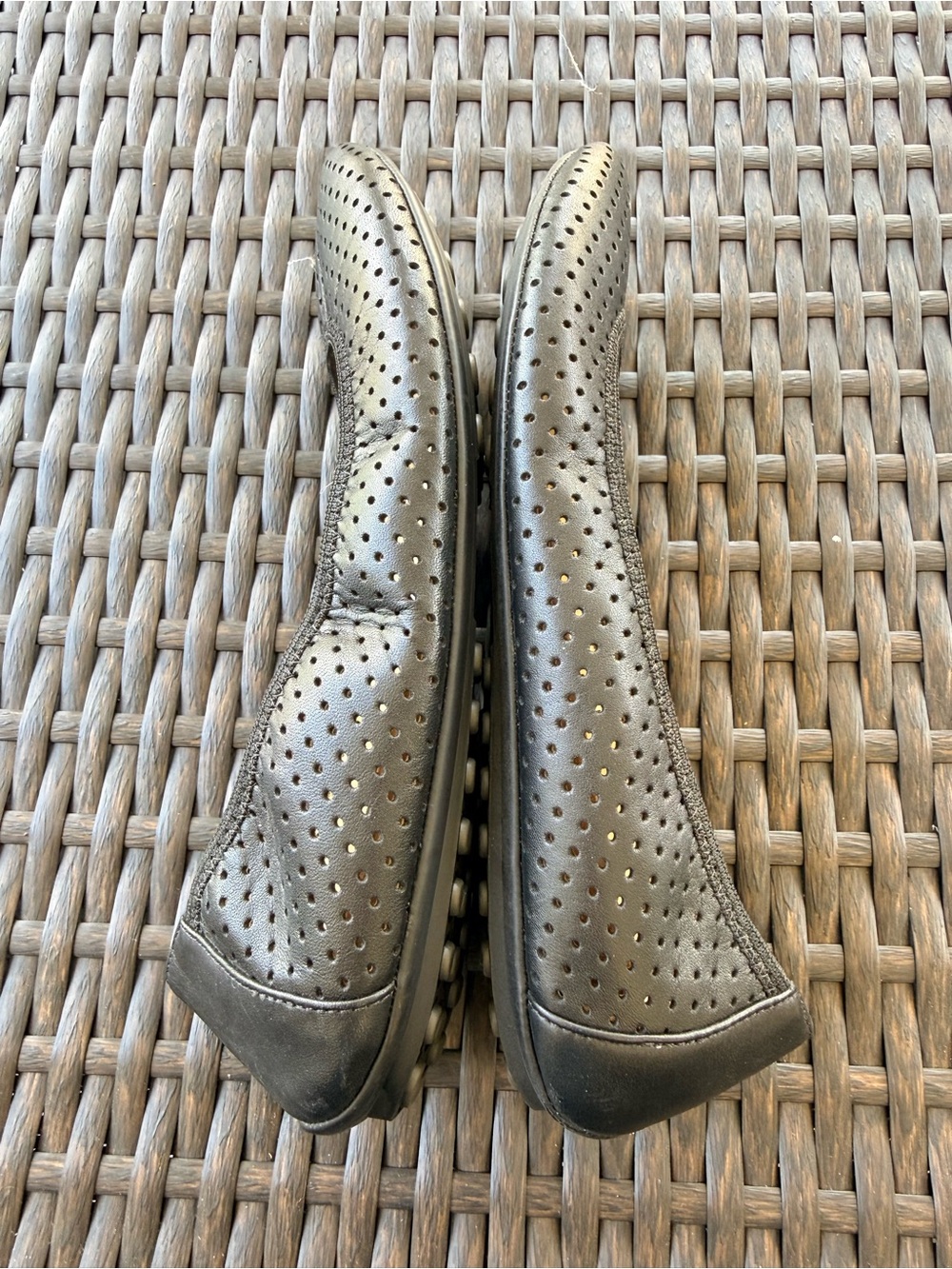 Adam Tucker Black Perforated Ballet Flats - Picture 10 of 15
